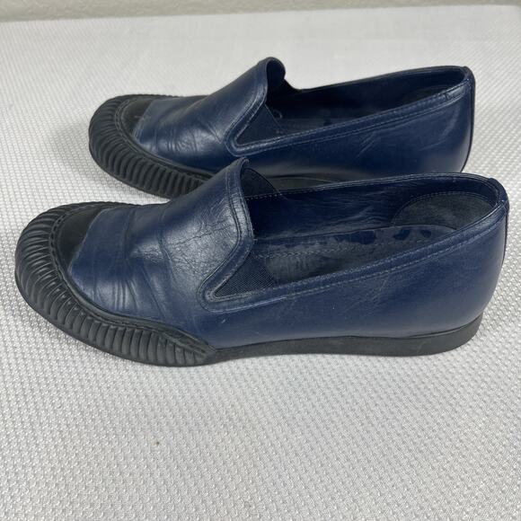 PRADA WOMEN BLUE LEATHER SLIDE ON CLASSIC SPORT LOAFERS MADE IN ITALY 35 US 5.5 - Picture 6 of 11